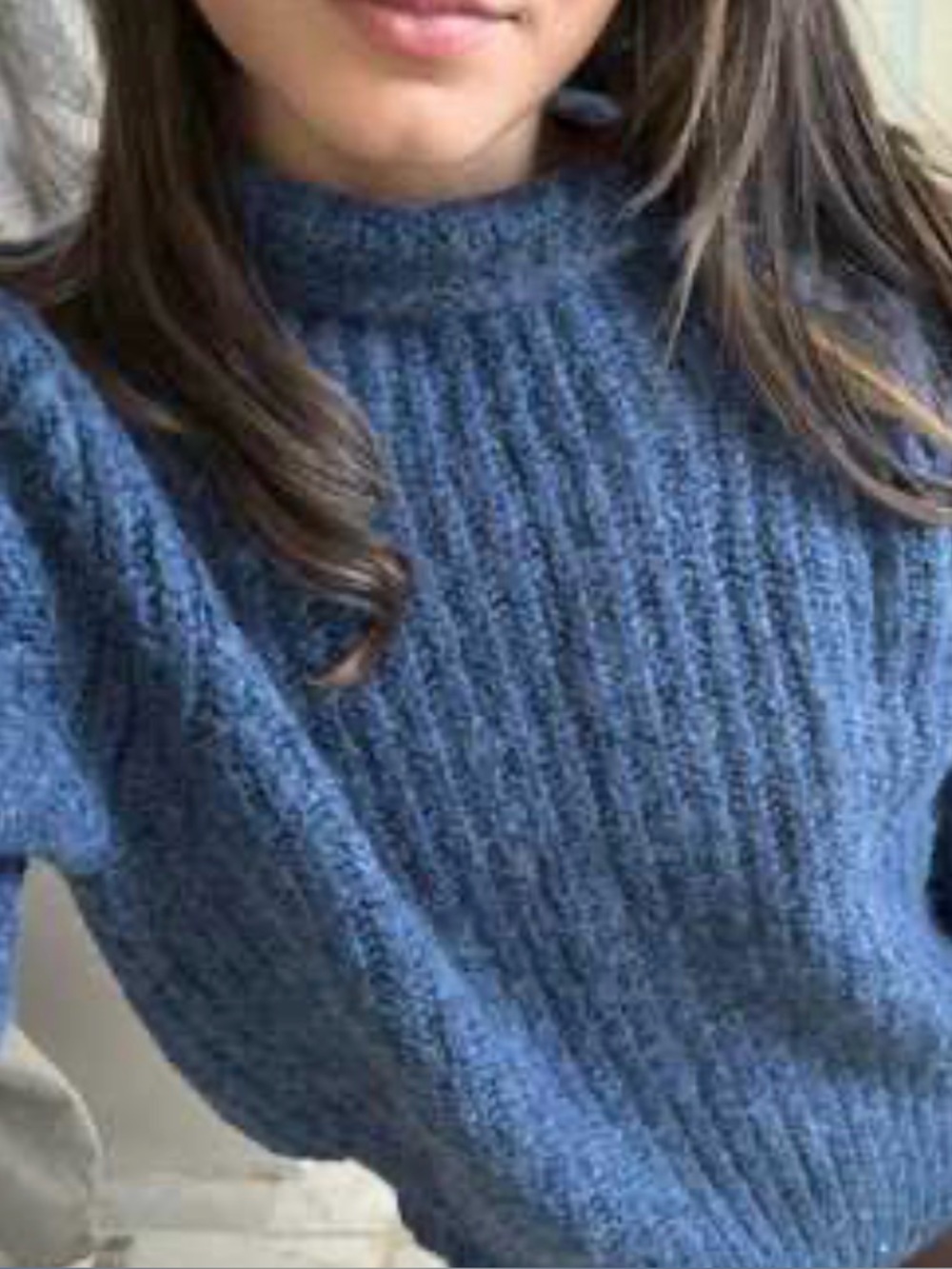 Madewell Loretto Heather Blueberry Mockneck Pullover Wool Sweater Size XS